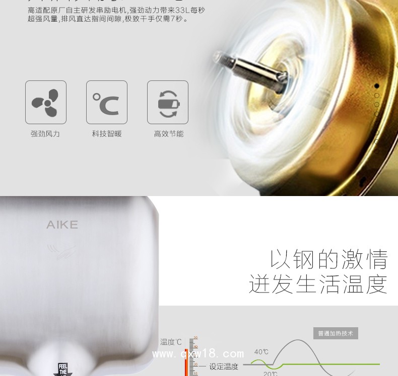 AIKE艾克高速干手器  不銹鋼干手機AK2800圖片三