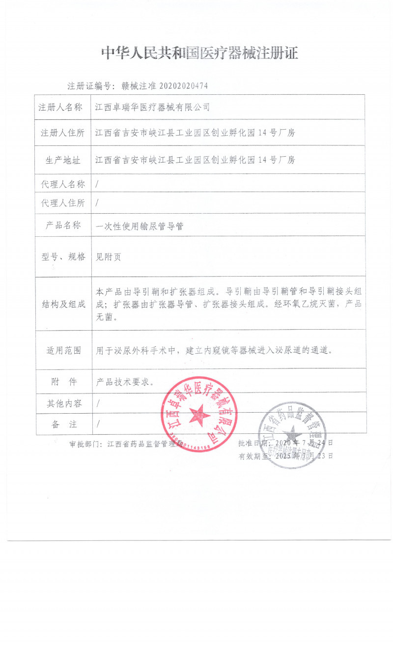 一次性使用輸尿管導引鞘