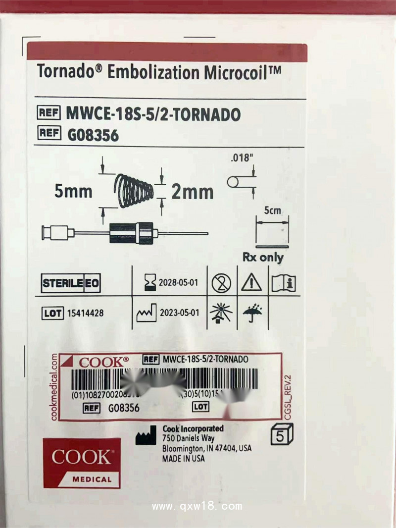 庫(kù)克 栓塞彈簧圈（Tornado） MWCE-18S-5/2-TORNADO