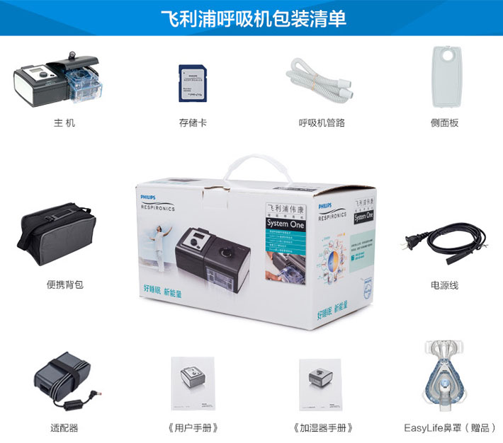 飛利浦偉康657P睡眠呼吸機(jī)包裝清單
